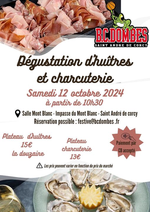 🦪 BC Dombes : huîtres et charcuterie le 12/10