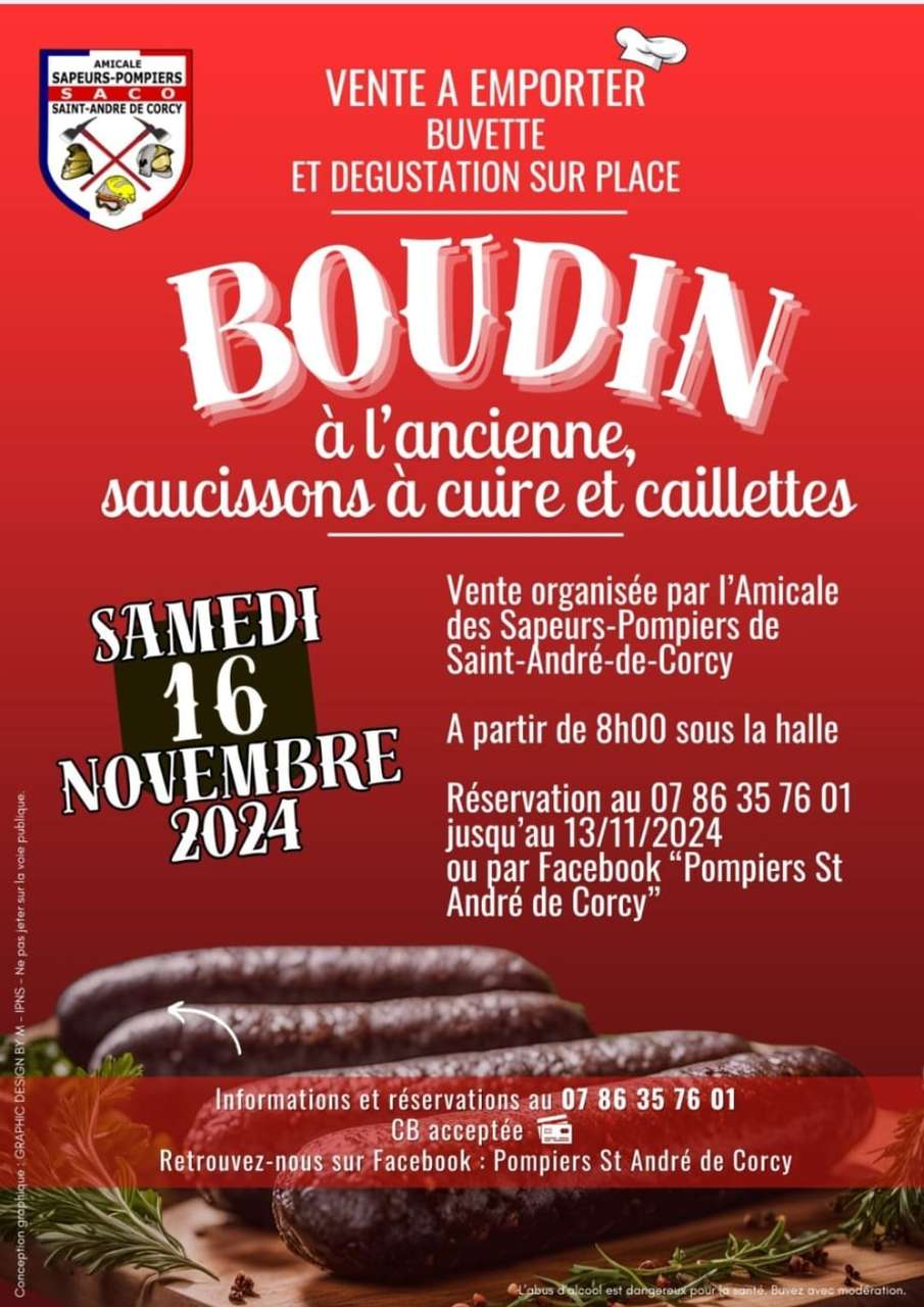 🚒 Pompiers : vente de boudin, saucissons à cuire, caillettes