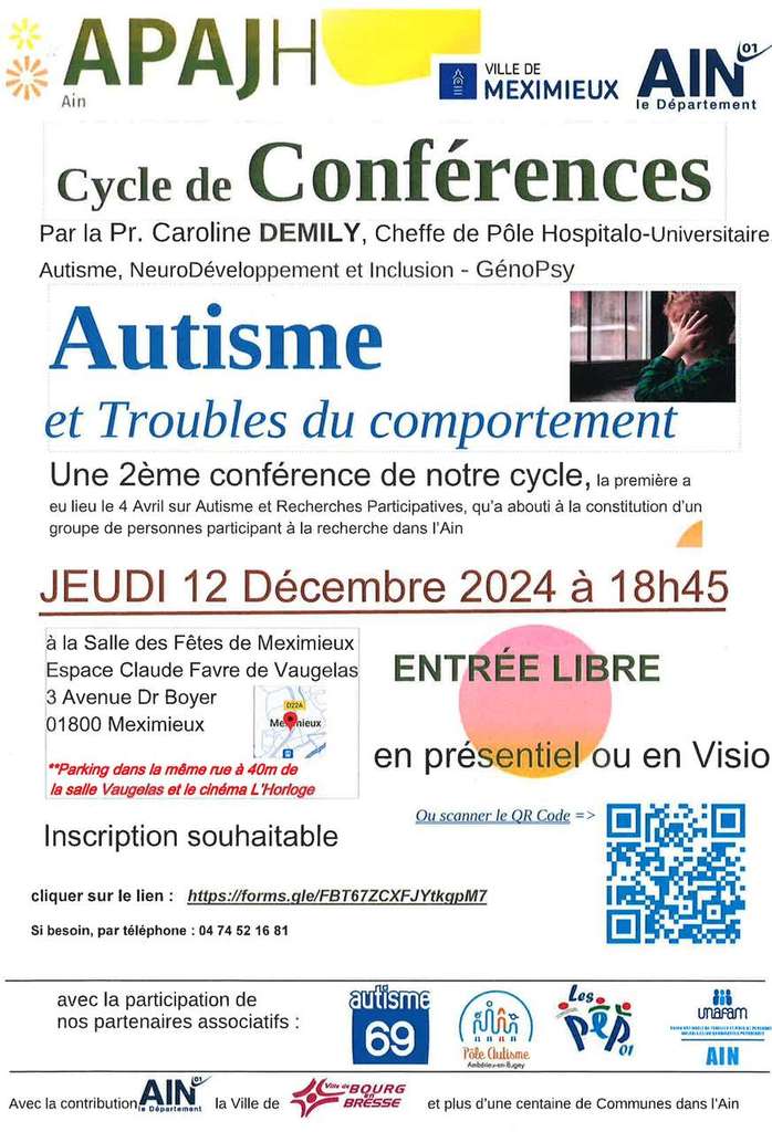 🎤 Conférence : autisme et troubles du comportement