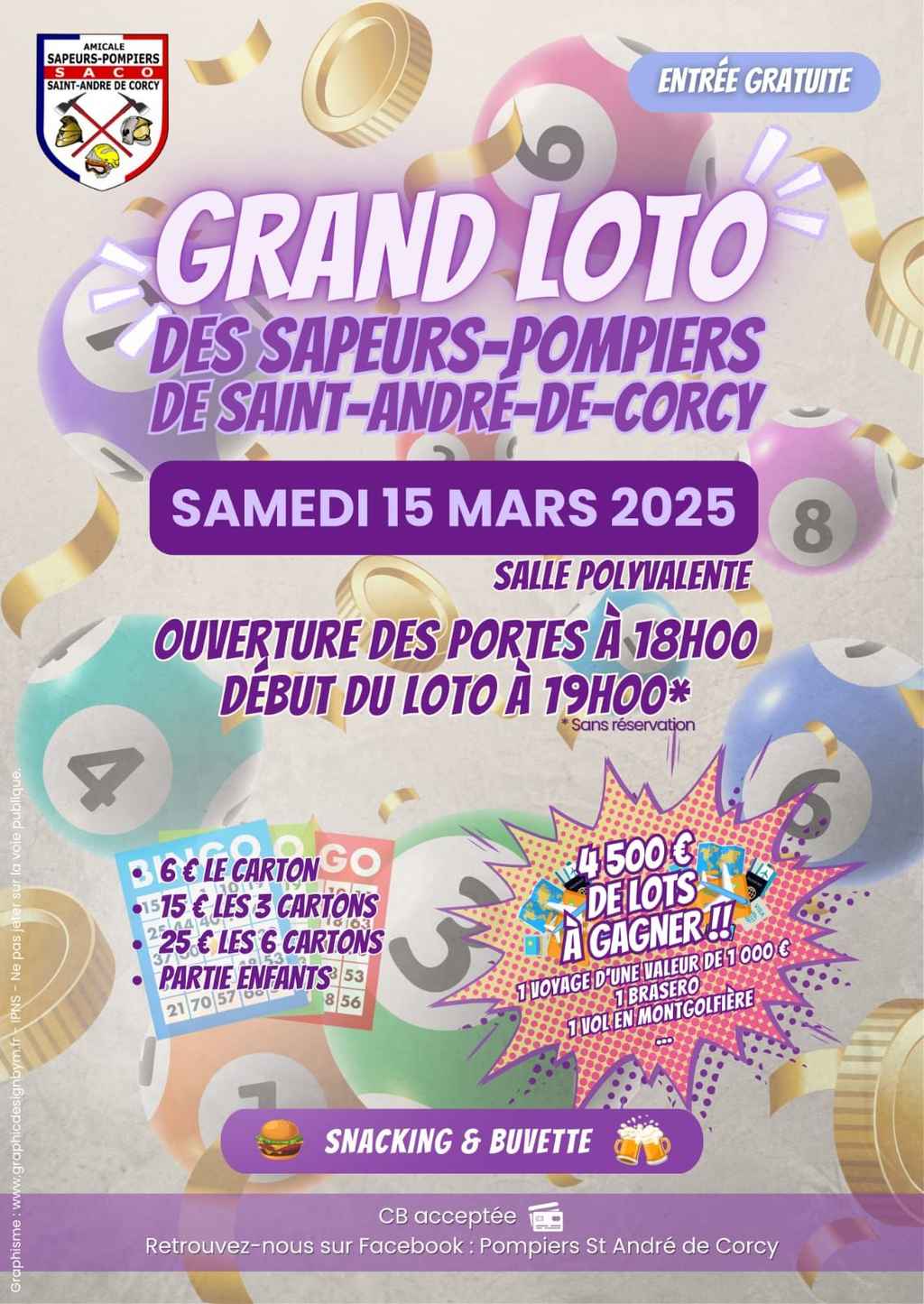 👨‍🚒 Loto des Sapeurs Pompiers 15/03