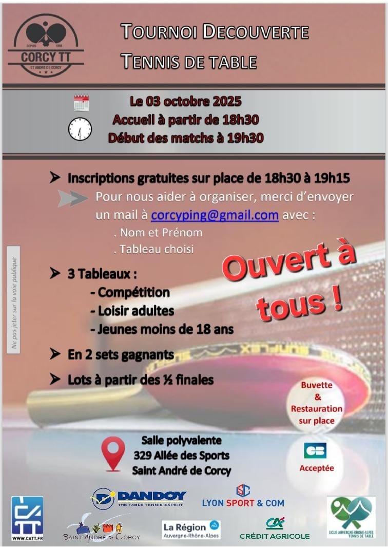 🏓 Soirée découverte du Tennis de Table