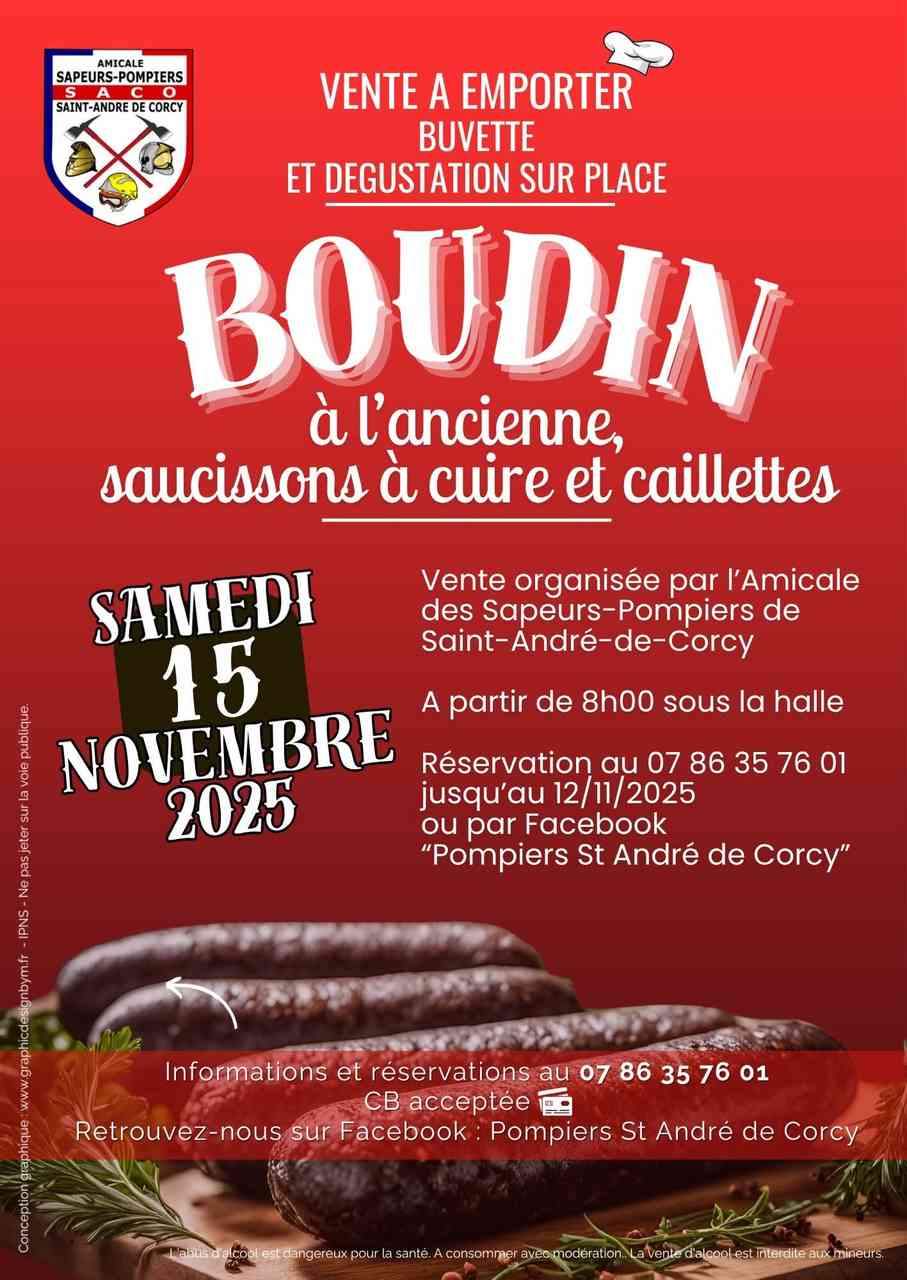 🚒 Pompiers : vente boudin et saucisson à cuire