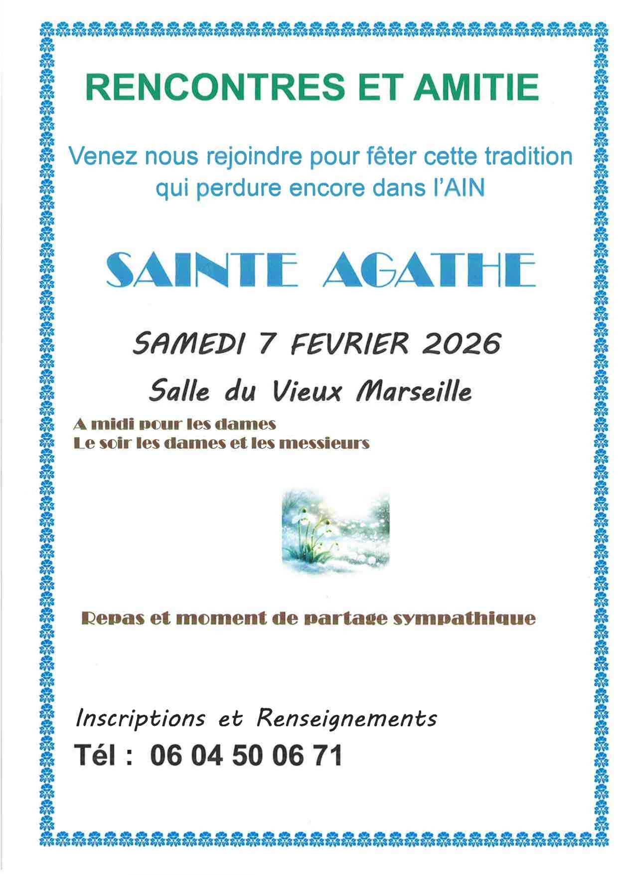 🥧 Rencontres & Amitié : Sainte Agathe