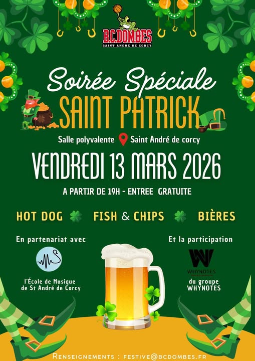 ☘️ BC Dombes : soirée spéciale Saint Patrick