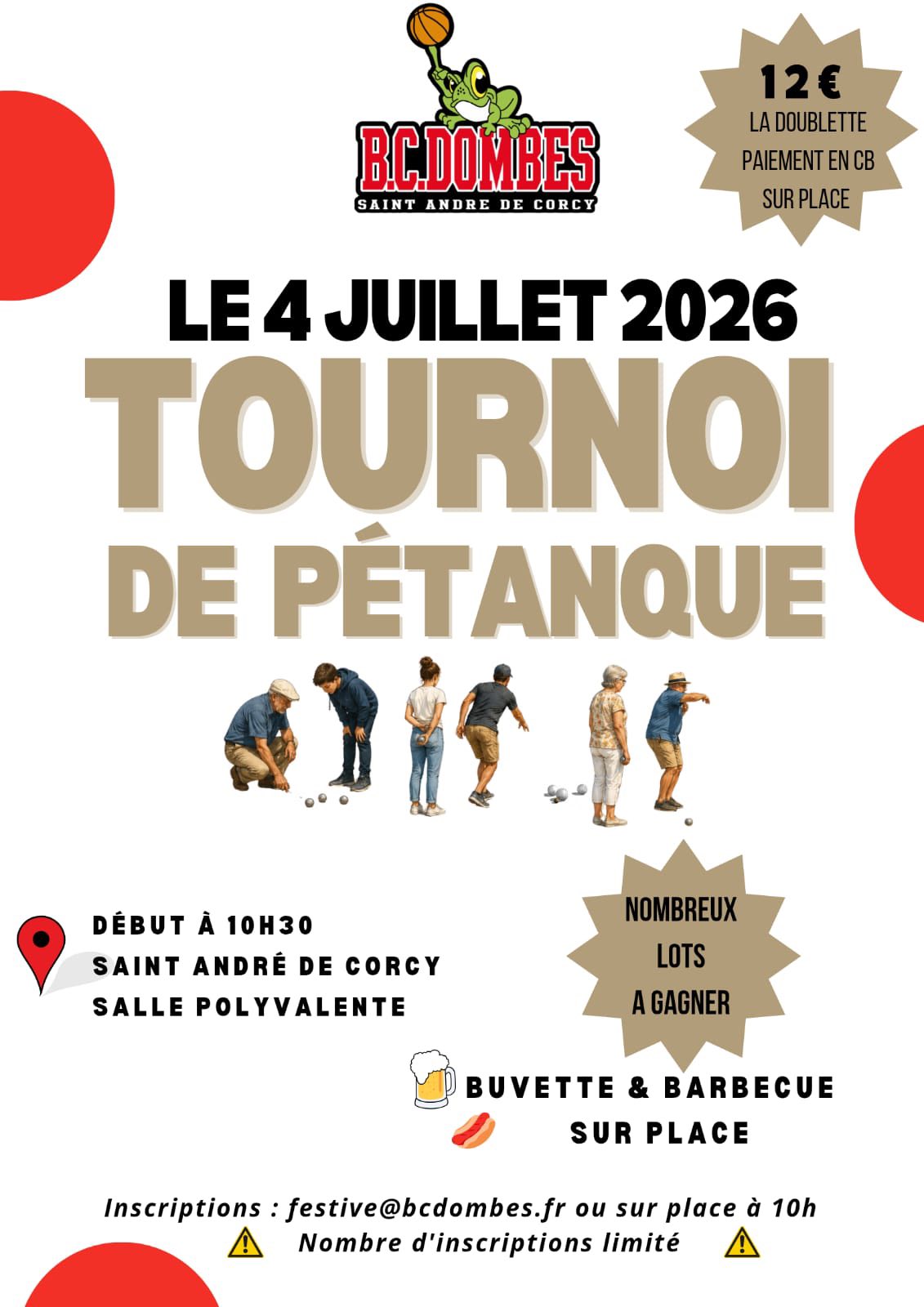 Tournoi de pétanque du BC Dombes