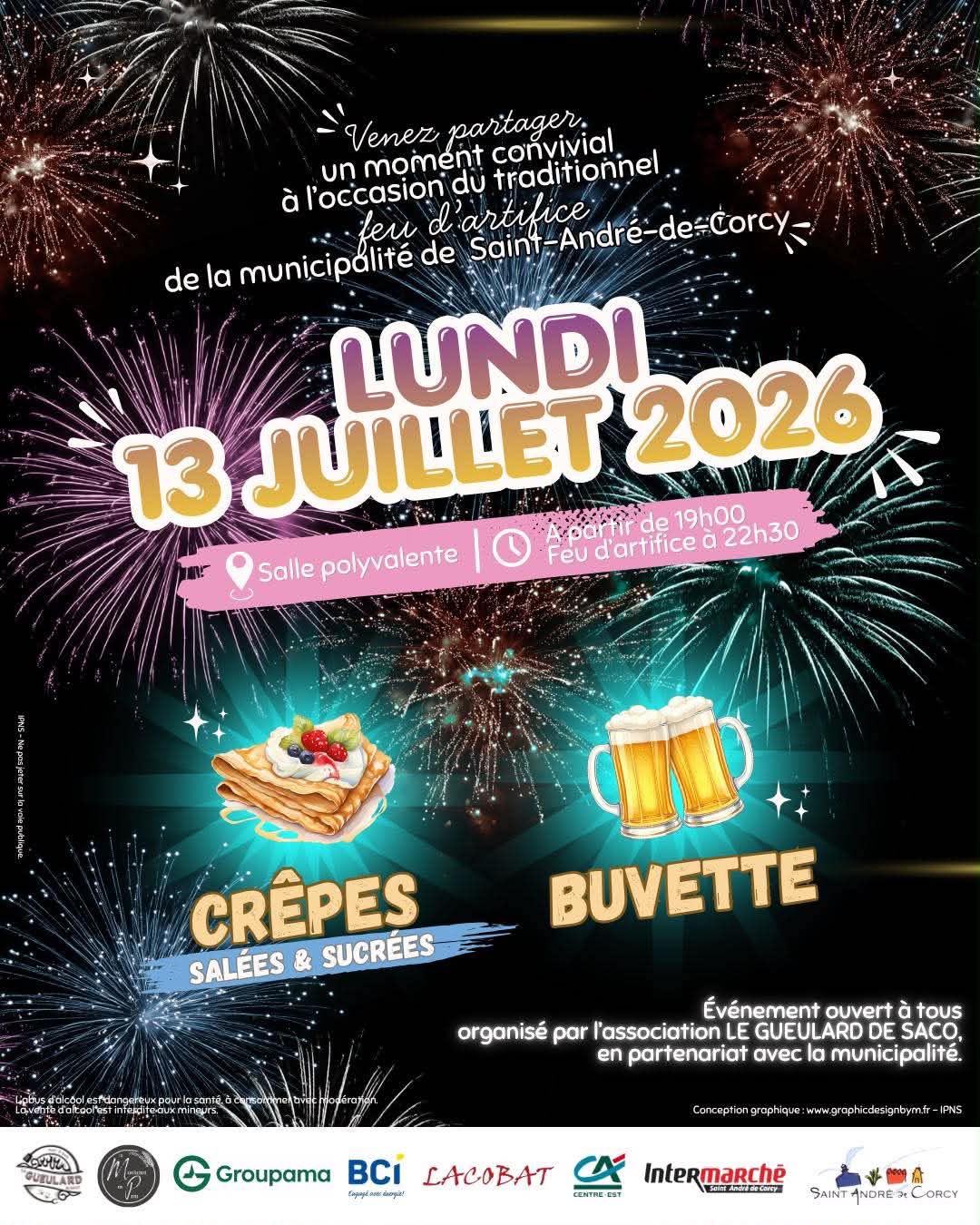 🎆 Festivités et feu d'artifice - 13 juillet 2026