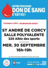 🩸 DON DE SANG À SAINT-ANDRÉ-DE-CORCY !