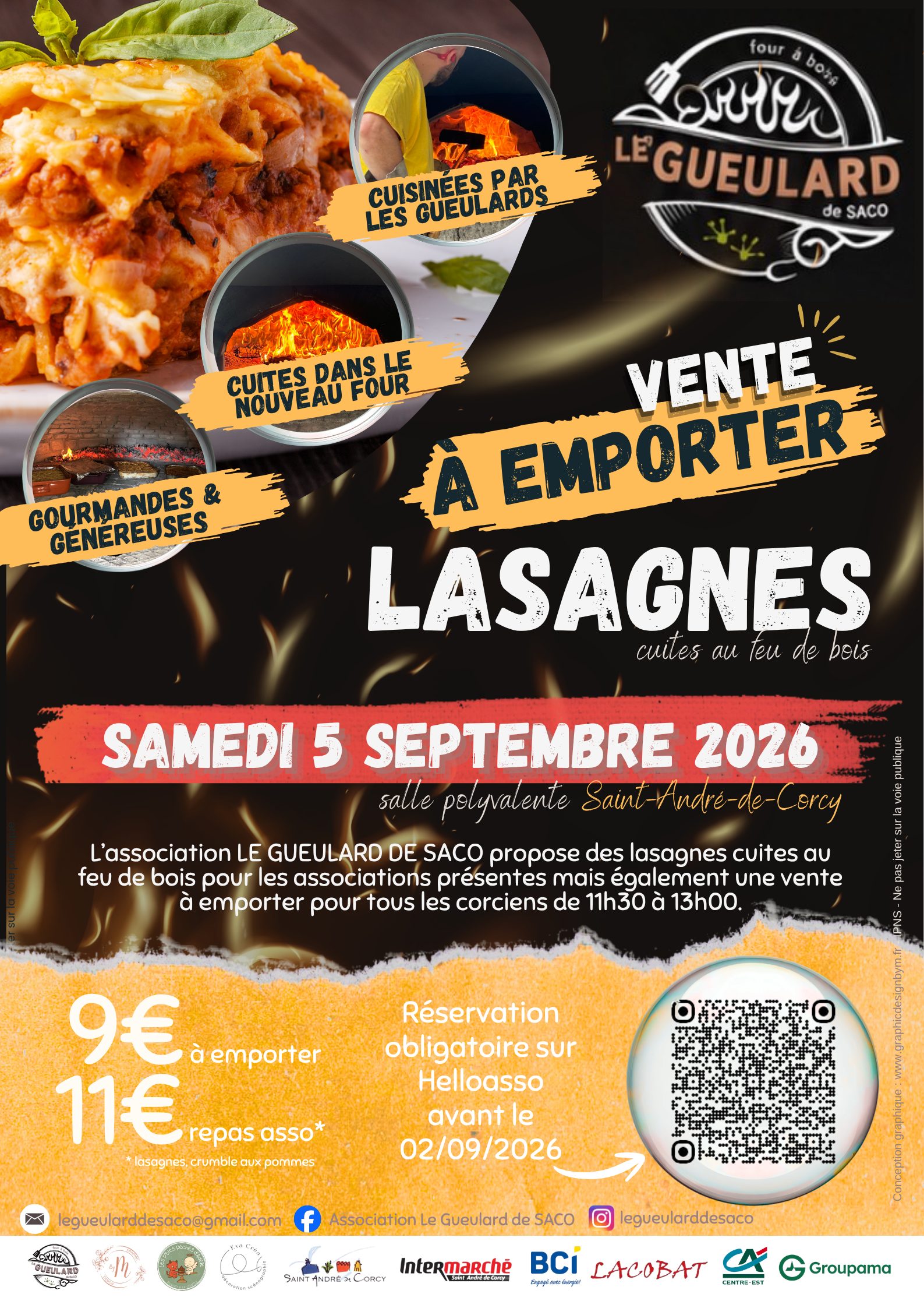 🍽️ LASAGNES CUITES AU FEU DE BOIS – VENTE À EMPORTER