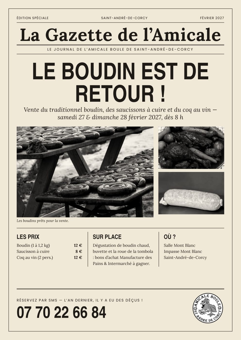 📣 LE BOUDIN EST DE L'AMICALE BOULE !